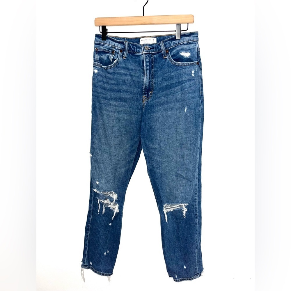 Abercrombie & Fitch High-Rise Distressed Blue Jeans